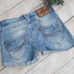 Bershka skinny Cut off Jean shorts medium wash 26 / 4